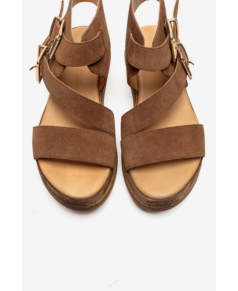 Forever & Always Shoes Women's Lorentis Leather Double Buckle Sandal