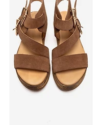 Forever & Always Shoes Women's Lorentis Leather Double Buckle Sandal