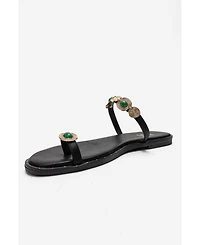Forever & Always Shoes Women's Martinez Leather Thong Sandal