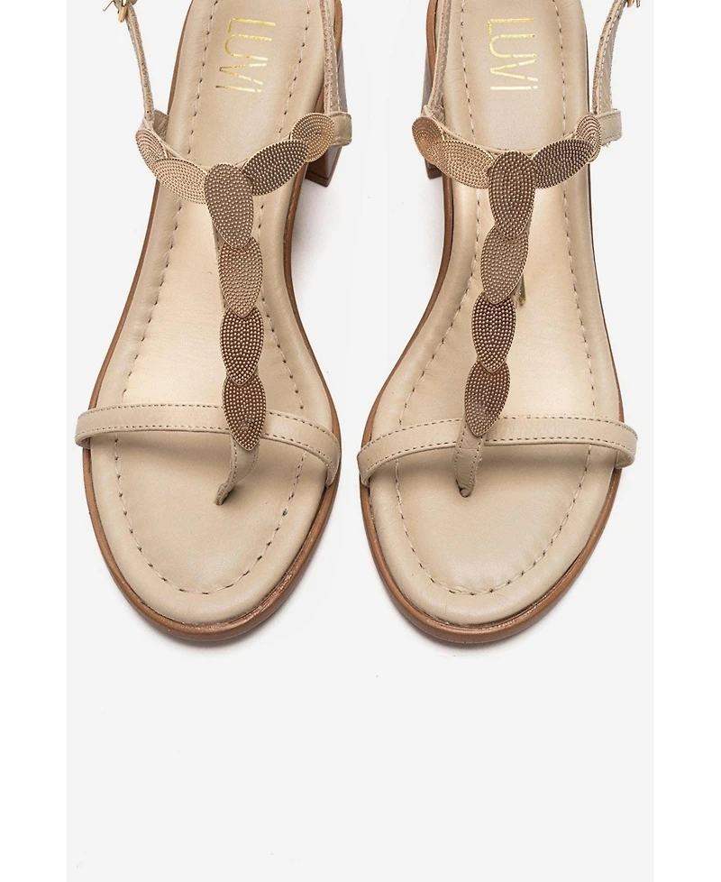 Forever & Always Shoes Women's Serona Leather Block Heel Sandal