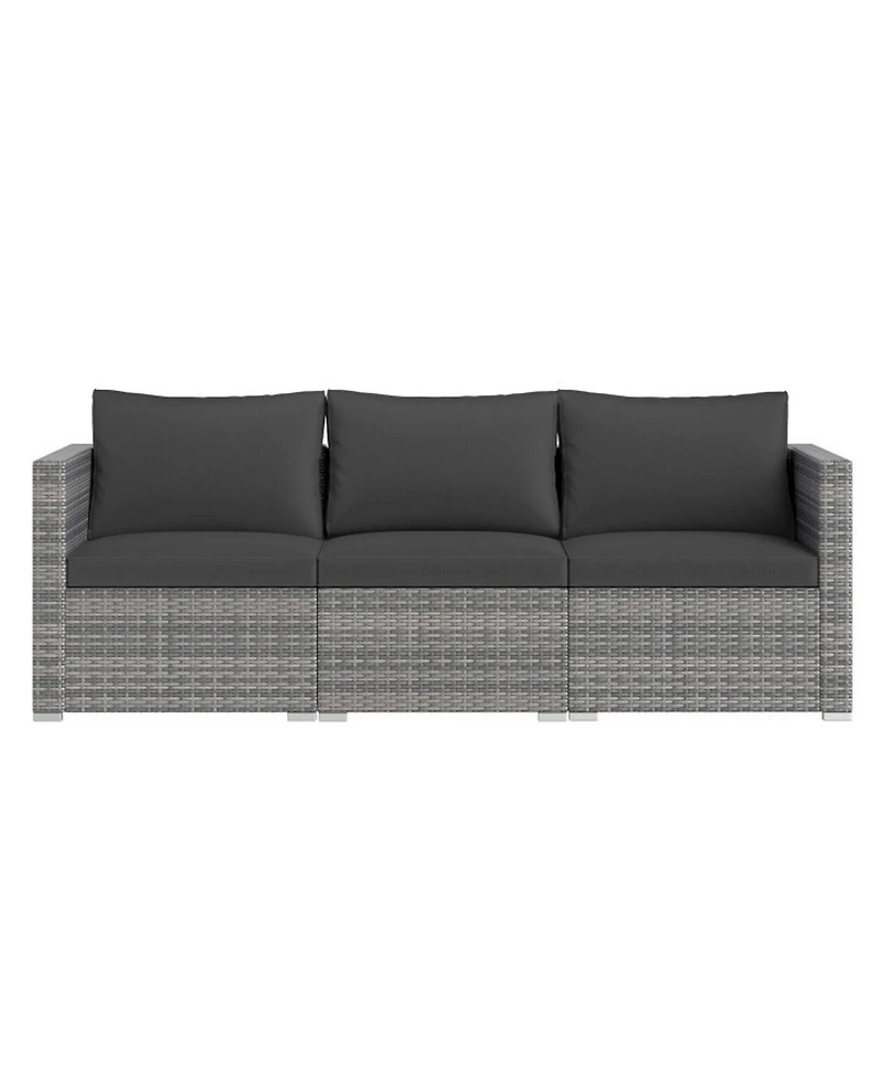 Gouun 3-Piece Modular Patio Sectional Sofa Set with Woven Rattan and Soft Cushions