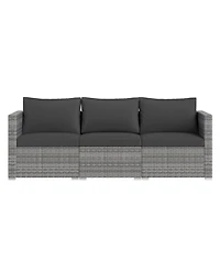 Gouun 3-Piece Modular Patio Sectional Sofa Set with Woven Rattan and Soft Cushions