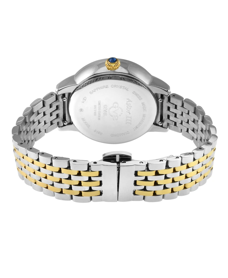 GV2 by Gevril Women's Berletta Swiss Quartz Diamond Leather Strap Watch