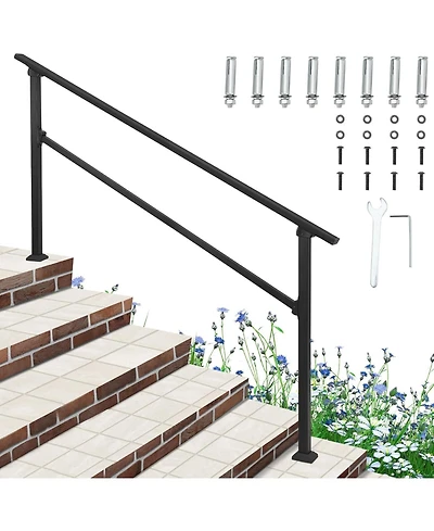 gaomon 6-Step Outdoor Stair Railing Aluminium Alloy Handrail for Concrete and Wooden Steps with Non-Slip Grip Installation