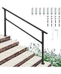 gaomon 6-Step Outdoor Stair Railing Aluminium Alloy Handrail for Concrete and Wooden Steps with Non-Slip Grip Installation