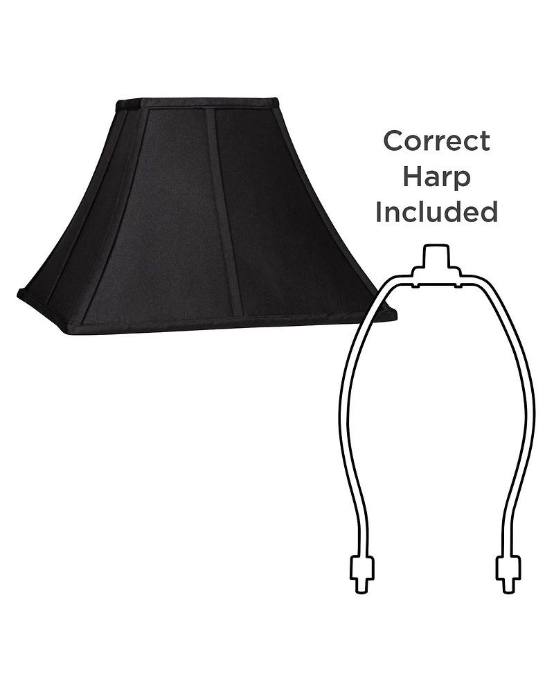 Springcrest Set of 2 Square Lamp Shades Medium 6" Top x 14" Bottom x 9.5" High Spider Replacement Harp and Finial Fitting