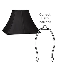 Springcrest Set of 2 Square Lamp Shades Medium 6" Top x 14" Bottom x 9.5" High Spider Replacement Harp and Finial Fitting