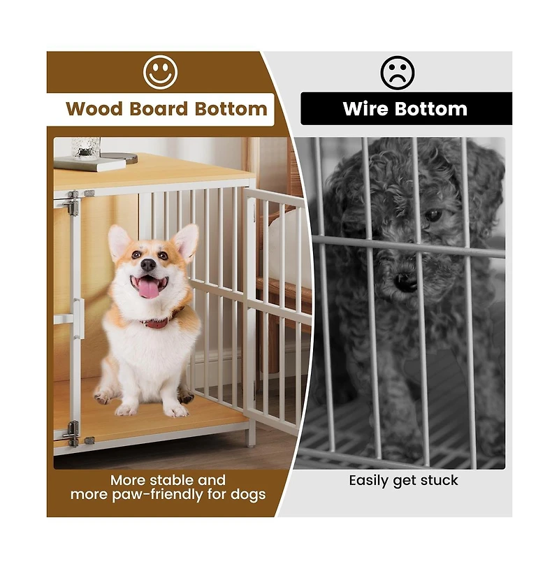 Ruie Dual-Door Dog Crate End Table with Chew-Resistant Metal Frame