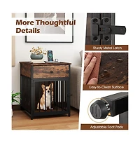 Ruie Wooden Dog Crate Side Table with Storage Drawer and Usb Charging Station