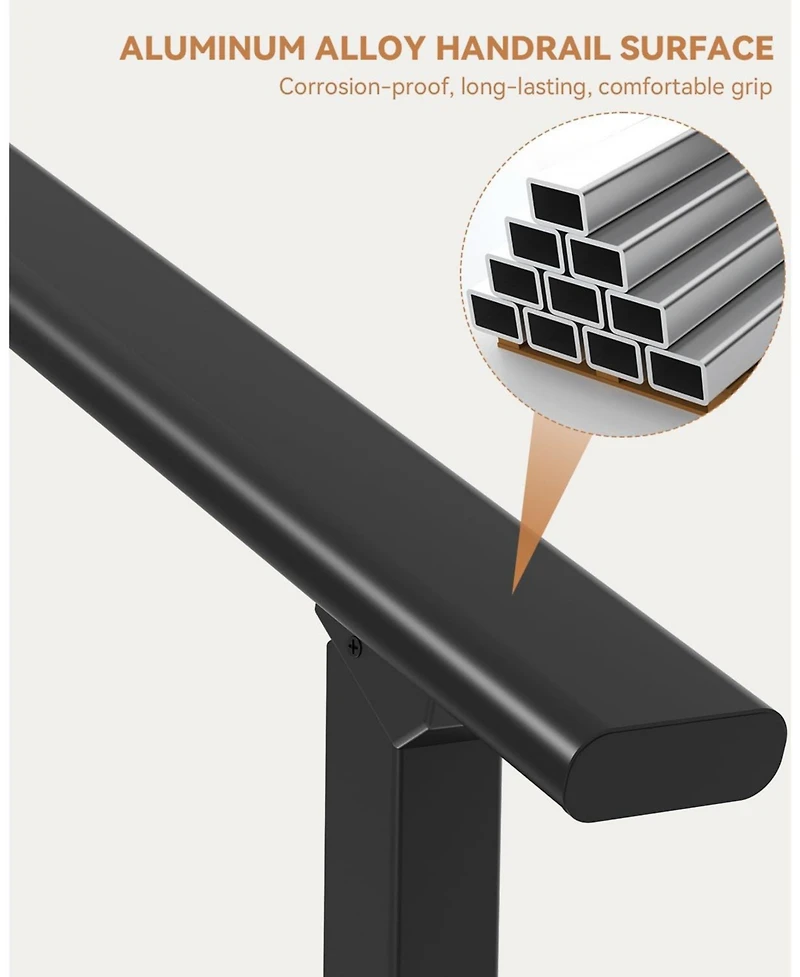 gaomon 2-Pack Adjustable Metal Hand Rails for Outdoor Steps 3-Step Stair Railing Kit Weatherproof and Comfortable Grip for Concrete