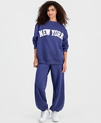Madden Girl Juniors' Embroidered Mockneck Sweatshirt