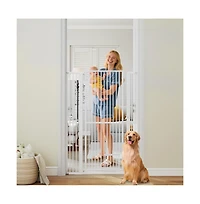 Ruie 59 in Extra Tall Pet Gate with Adjustable Width and Dual Lockable Doors