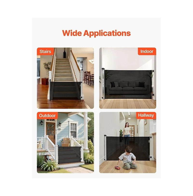 Ruie Retractable Mesh Pet Gate 57 in Extra Wide 38.5 in Tall for Stairs Hallways