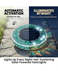 Bell + Howell Mosaic Disk Lights Solar Powered 6 Led Weather Resistance Path 4-Piece