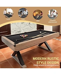 Xo 84" Rustic Pool Table with Accessories, Heavy Duty Billiard Table for Home Game Room Club Entertainment