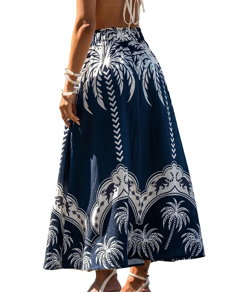 Cupshe Women's Tropical Palm Print Maxi Skirt