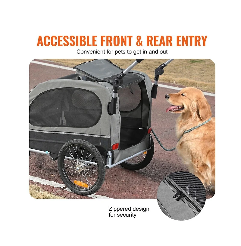 Ruie 2 in 1 Dog Bike Trailer and Pet Stroller for Pets up to 88 lbs
