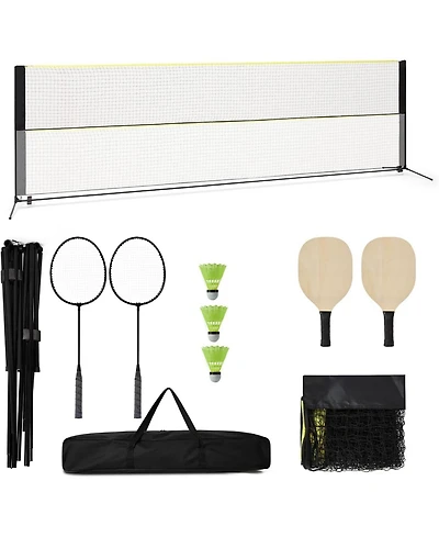 Xo 16.7ft 2-in-1 Badminton and Pickleball Net Set, Adjustable Portable Indoor Outdoor Game Set with Paddles, Rackets, Balls and Carry Bag for Backyard
