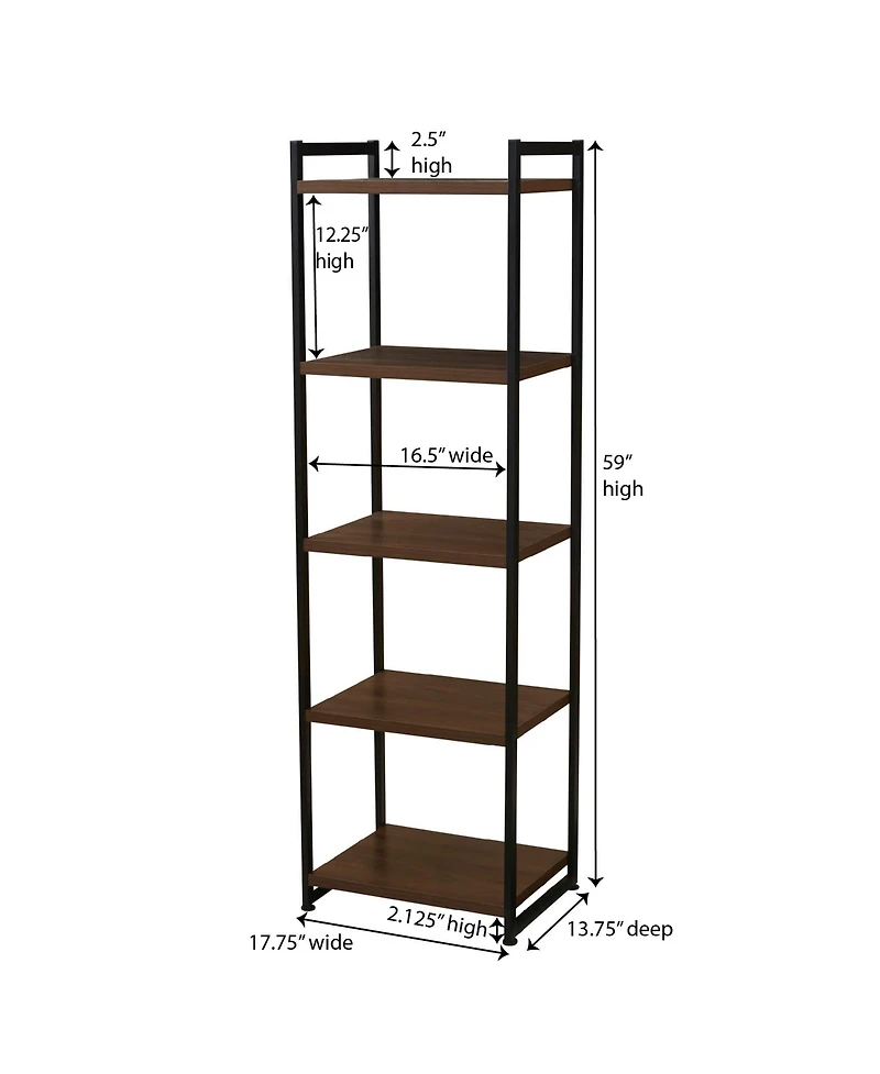 Household Essentials Jamestown 5 Shelf Open Storage Bookshelf