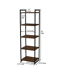 Household Essentials Jamestown 5 Shelf Open Storage Bookshelf