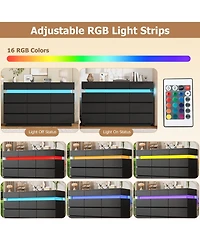 gaomon 59" 12 Drawer Dresser with Led Lights, Wooden Storage Cabinet, Handle-Free, Anti-Tipping, for Bedroom