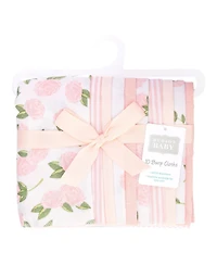 Hudson Baby Girl Cotton Poly Flannel Burp Cloths, One Size