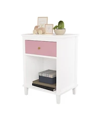 Rainsken Wooden Nightstand with Drawer and Open Storage Shelf, Modern Bedside Table, End Side Table for Bedroom Living Room