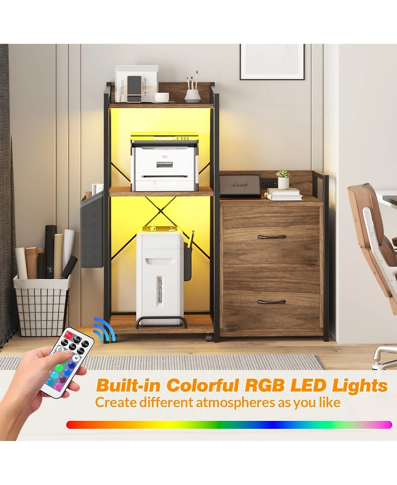 gaomon Mobile Printer Stand, Office Filing Cabinet with Power Outlet and Usb Charging Port