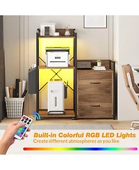 gaomon Mobile Printer Stand, Office Filing Cabinet with Power Outlet and Usb Charging Port