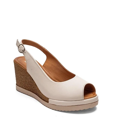 Forever & Always Shoes Helina Leather Wedge Sandal
