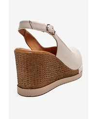 Forever & Always Shoes Helina Leather Wedge Sandal