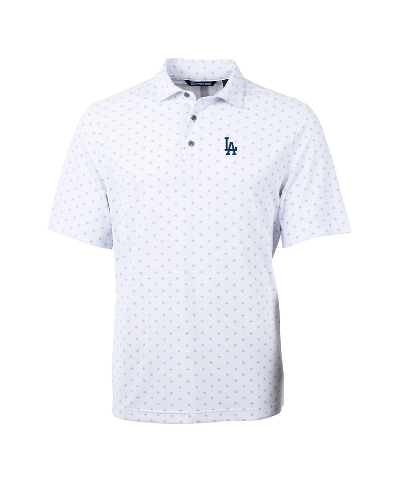 Cutter & Buck Men's White Los Angeles Dodgers Virtue Eco Pique Tile Polo Shirt