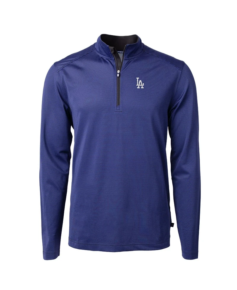 Cutter & Buck Men's Royal/Black Los Angeles Dodgers Virtue Eco Pique Micro Stripe Big & Tall Quarter-Zip Pullover Sweatshirt