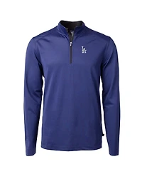 Cutter & Buck Men's Royal/Black Los Angeles Dodgers Virtue Eco Pique Micro Stripe Big & Tall Quarter-Zip Pullover Sweatshirt