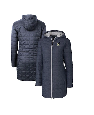 Cutter & Buck Women's Heather Navy Midshipmen Rainier PrimaLoft Eco Hooded Long Coat