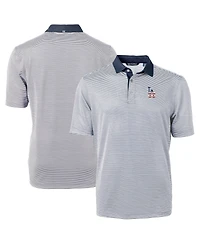 Cutter & Buck Men's Navy Los Angeles Dodgers Americana Logo Virtue Eco Pique Stripe Polo Shirt