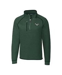 Cutter & Buck Men's Heather Green Philadelphia Eagles Gridiron Classics Big & Tall Mainsail Sweater-Knit Half-Zip Pullover Jacket