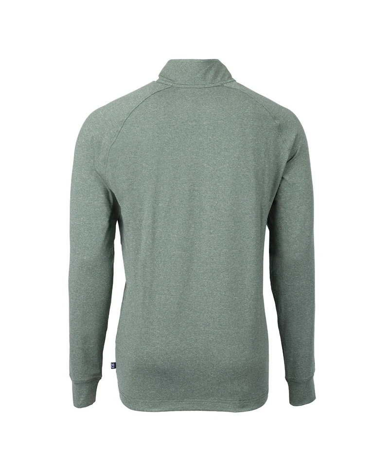 Cutter & Buck Men's Heather Green Philadelphia Eagles Adapt Eco Knit Heathered Quarter-Zip Pullover Sweatshirt
