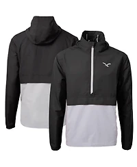 Cutter & Buck Men's Black/Silver Philadelphia Eagles Charter Eco Knit Anorak Half-Zip Jacket