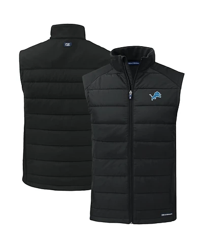 Cutter & Buck Men's Black Detroit Lions Primary Mark Evoke PrimaLoft Hybrid Eco Softshell Full-Zip Vest