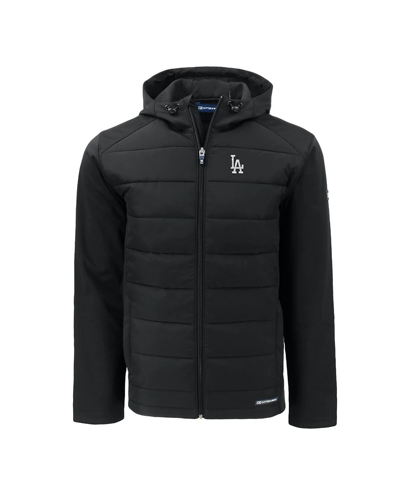 Cutter & Buck Men's Black Los Angeles Dodgers Evoke Hybrid Eco Softshell Full-Zip Hoodie