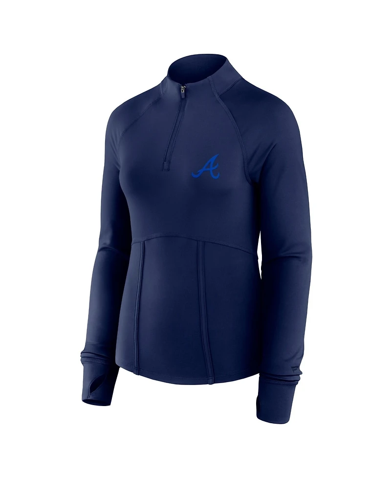 Fanatics Women's Navy Atlanta Braves Elements Raglan Tri-Blend Quarter-Zip Sweatshirt