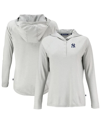 Cutter & Buck Women's Gray New York Yankees Coastline Epic Comfort Eco Hoodie Raglan Long Sleeve T-Shirt