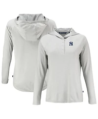 Cutter & Buck Women's Gray New York Yankees Coastline Epic Comfort Eco Hoodie Raglan Long Sleeve T-Shirt