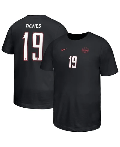Nike Big Boys and Girls Alphonso Davies Black Canada Soccer Away Player Name & Number T-Shirt