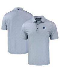 Cutter & Buck Men's Gray New York Yankees Pike Eco Pebble Print Stretch Polo Shirt
