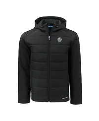 Cutter & Buck Men's Black New York Yankees Big & Tall Evoke Hybrid Eco Softshell Full-Zip Hooded PrimaLoft Jacket