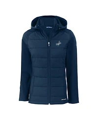 Cutter & Buck Women's Navy Los Angeles Dodgers Evoke Hybrid Eco Softshell Full-Zip Hooded Jacket