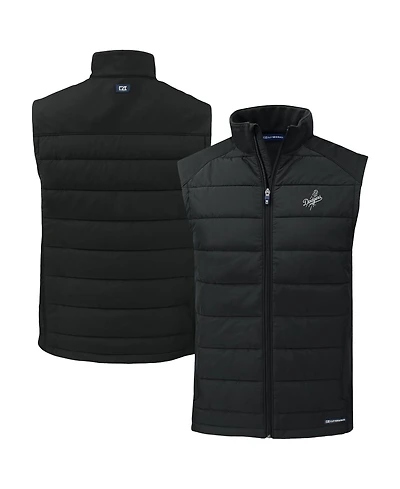 Cutter & Buck Men's Black Los Angeles Dodgers Evoke Hybrid Eco Softshell Full-Zip Vest
