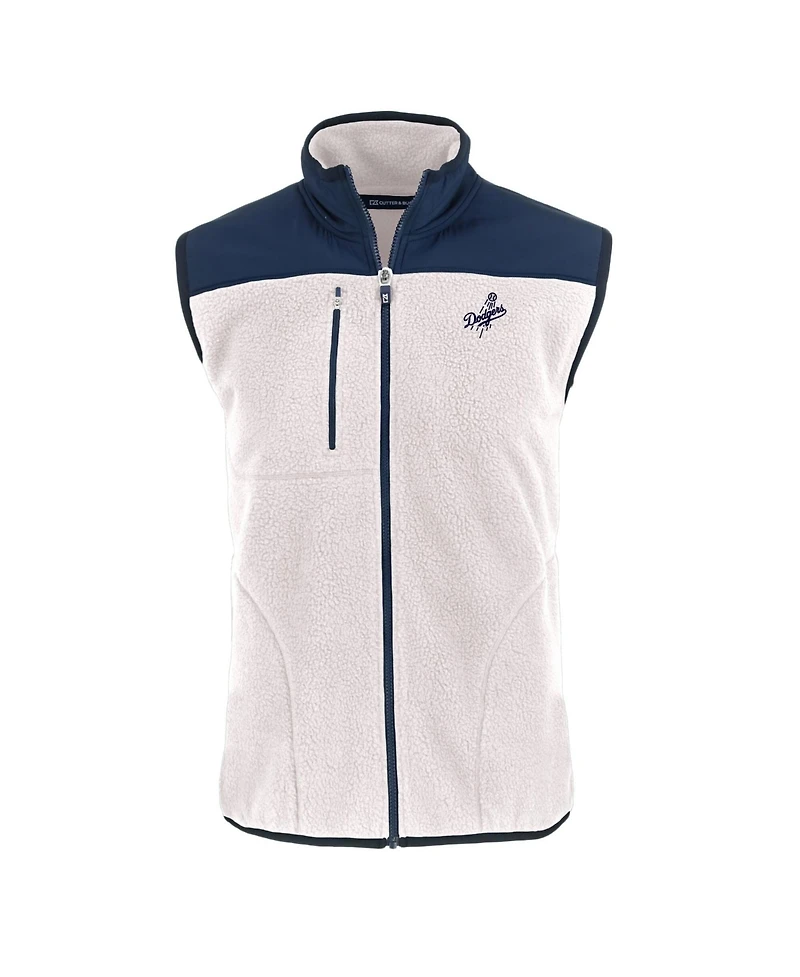 Cutter & Buck Men's Oatmeal/Navy Los Angeles Dodgers Cascade Eco Fleece Full-Zip Vest